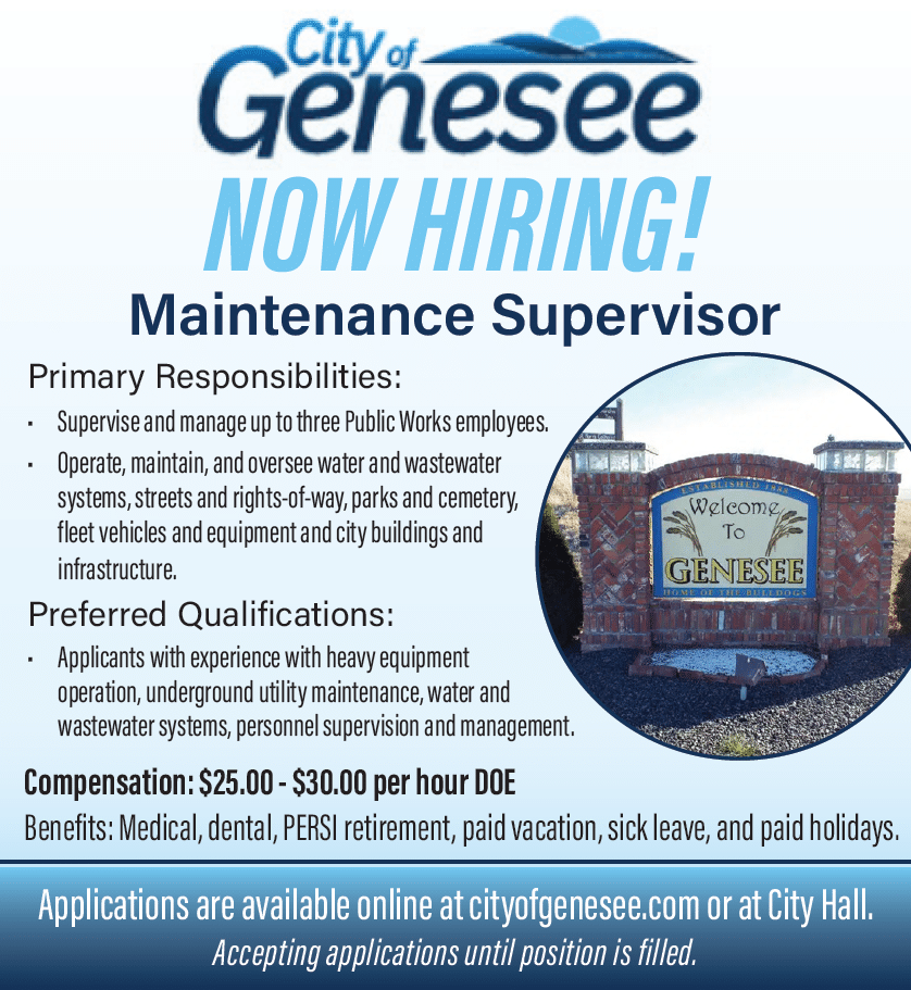 Genesee_Now_Hiring_Maintenance_Supervisor